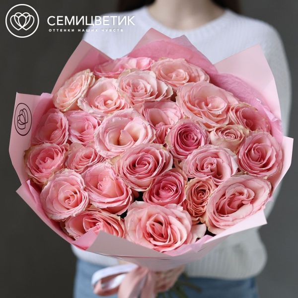 Букет из 25 нежно-розовых роз Esperance 60 см (Кения)