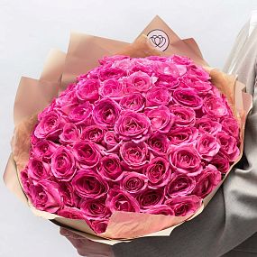 Букет из 75 розовых роз 40 см (Россия)