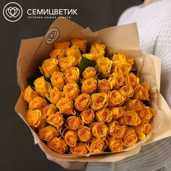 Букет из 51 желтой розы 40 см (Кения)