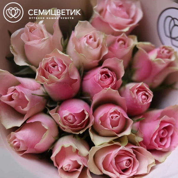 Букет из 15 нежно-розовых роз 35 см (Кения)
