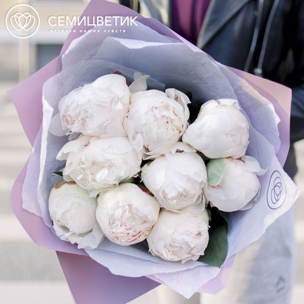 Букет из 9 белых пионов Premium