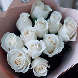 Букет из 11 белых роз Vendela 50 см (Эквадор) в кремовой пленке