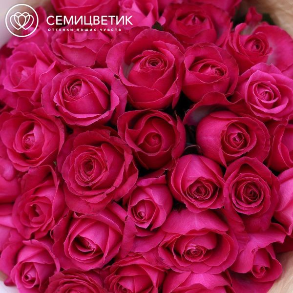 Букет из 35 малиновых роз 40 см (Россия)