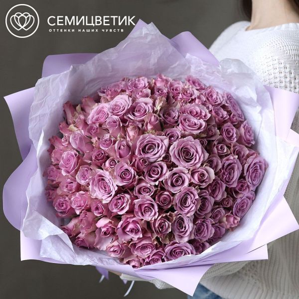 Букет из 101 сиреневой розы 35 см (Кения)