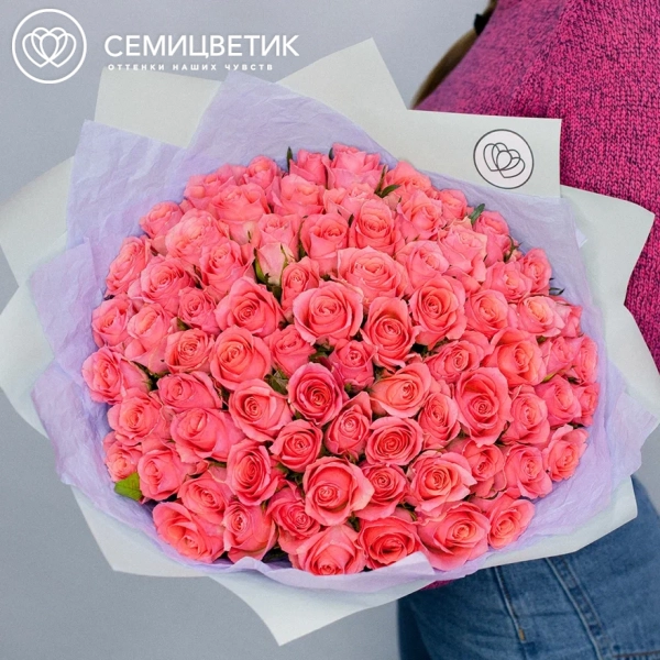 Букет из 75 коралловых роз 40 см (Кения)