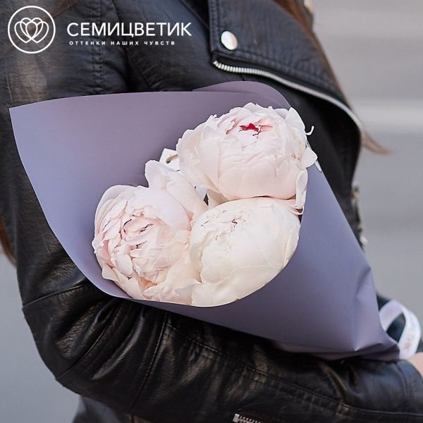 Букет из 3 нежно-розовых пионов Gardenia Premium.