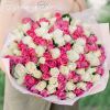 Букет из 101 белой и розовой розы микс (Кения) 40 см Standart