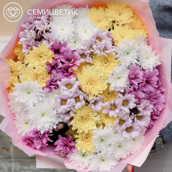 Букет из 15 кустовых хризантем микс