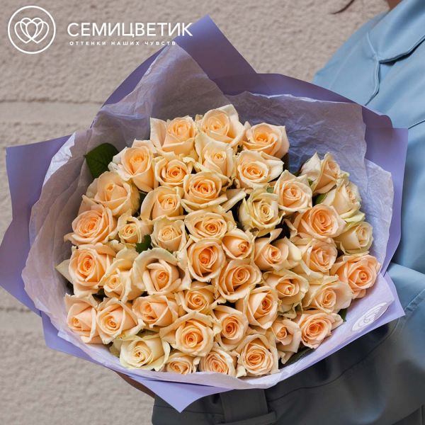 Букет из 45 кремовых роз 35-40 см (Россия)