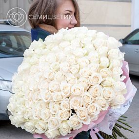 Букет из 101 белой розы Vendela 70 см (Эквадор)