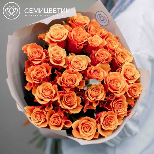 Букет из 25 красно-желтых роз 70 см (Россия)