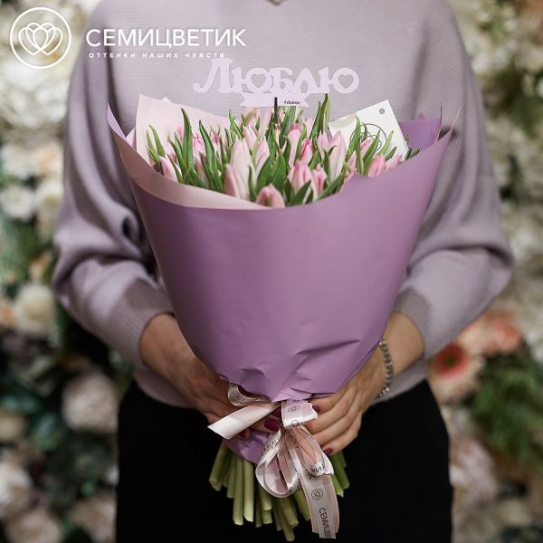 Букет из 101 нежно-розового тюльпана
