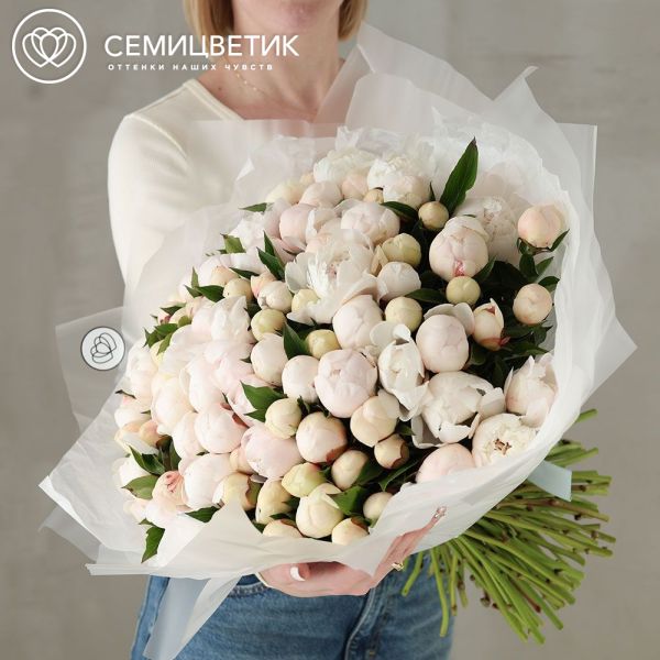 Букет из 101 нежно-розового пиона Standart Plus