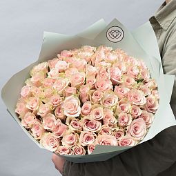 Букет из 75 нежно-розовых роз 40 см (Кения)
