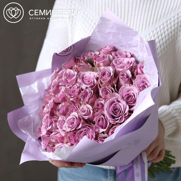 Букет из 51 сиреневой розы 35 см (Кения)