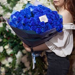 Букет из 51 синей розы 60 см (Эквадор)
