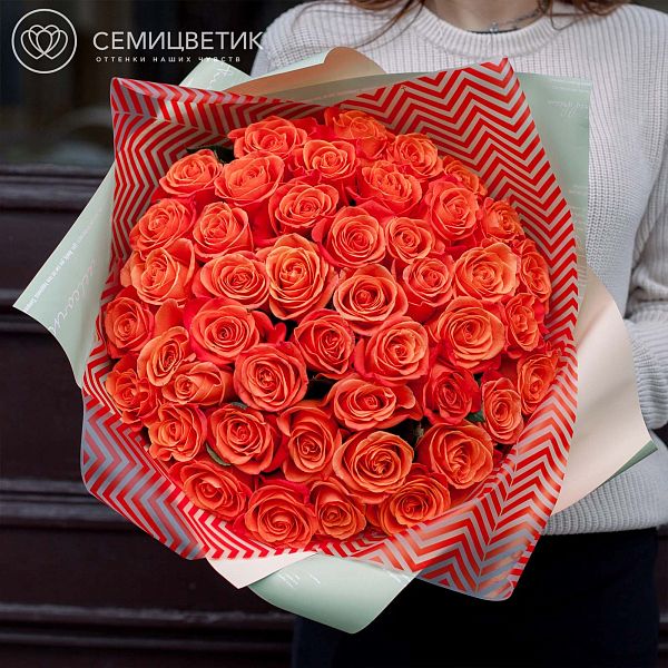 101 оранжевая роза (Кения) 40 см Premium