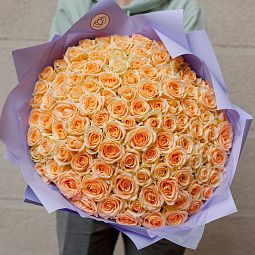 Букет из 101 кремовой розы 50 см (Россия)