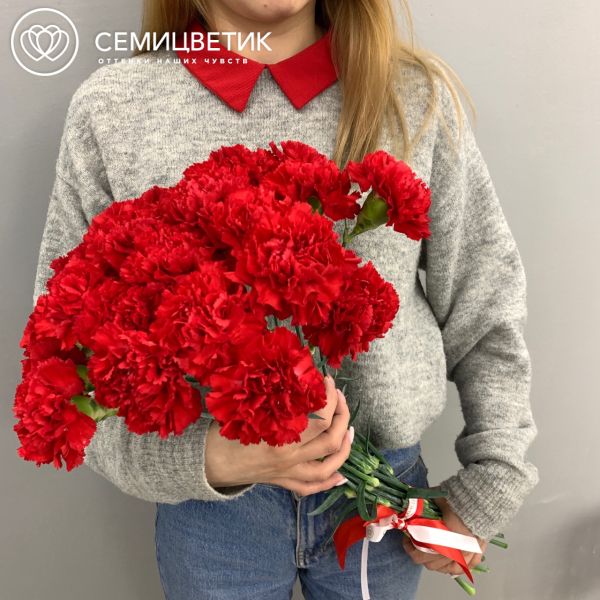 Букет из 25 красных гвоздик