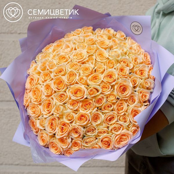 Букет из 101 кремовой розы 50 см (Россия)