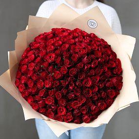 Шикарный букет  из 151 красной розы 40 см (Кения)