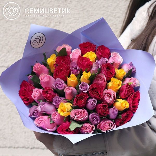 Букет из 51 розы 35 см микс (Кения)