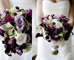 Свадебный букет из роз, орхидеи цимбидиум и калл