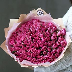 Букет из 101 розовой розы 40 см (Кения)