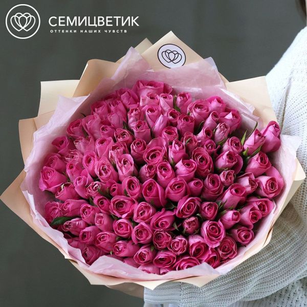 Букет из 101 розовой розы 40 см (Кения)