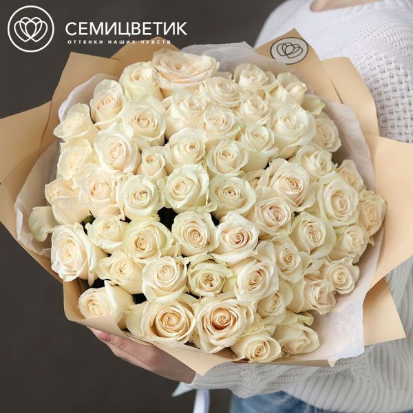 Букет из 51 белой розы Vendela 60 см (Эквадор)