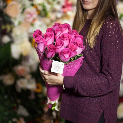 Букет из 15 розовых роз (Эквадор) 70 см Topaz