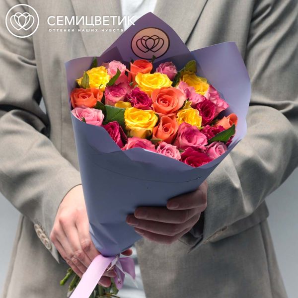 Букет из 25 роз 35-40 см микс (Кения)