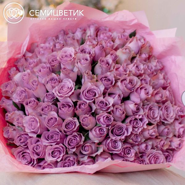 Букет из 101 сиреневой розы 40 см (Кения)