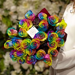 Букет из 25 радужных роз (Эквадор) 60 см