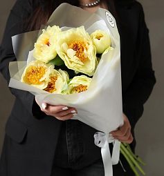 Букет из 7 лимонных пионов Lemon Chiffon Premium