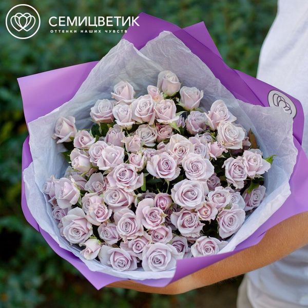 Букет из 19 кустовых сиреневых роз 40 см (Кения)