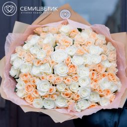 151 белая и кремовая роза (Россия) 35 см
