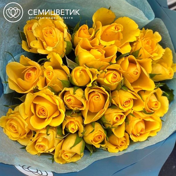 Букет из 25 желтых роз 40 см (Кения)