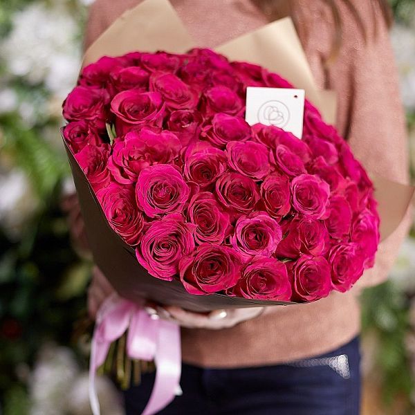 51 малиновая роза (Кения) 40 см Premium