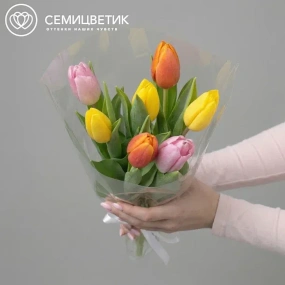 Букет из 7 тюльпанов микс