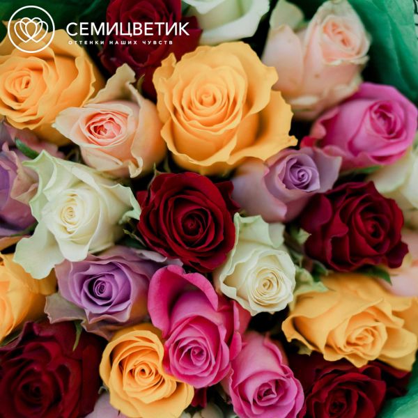 Букет из 25 роз 40 см яркий микс (Кения)