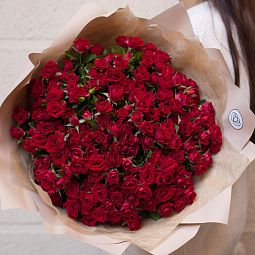 Букет из 51 красной кустовой розы 40 см (Кения)