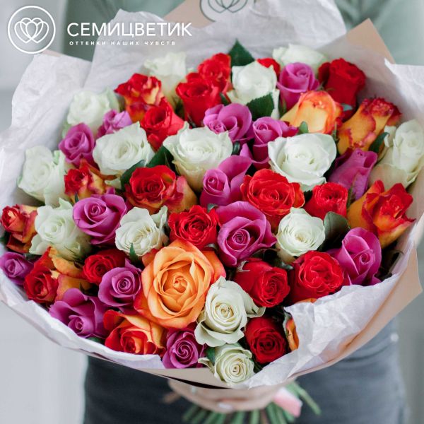 Букет из 51 розы 30 см микс (Кения)