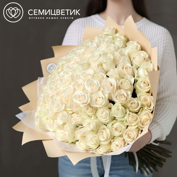 Букет из 101 белой розы Vendela 60 см (Эквадор)