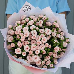 Букет из 21 нежно-розовой кустовой розы 40 см (Кения)