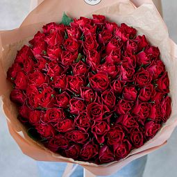 Букет из 75 красных роз 40 см (Кения)