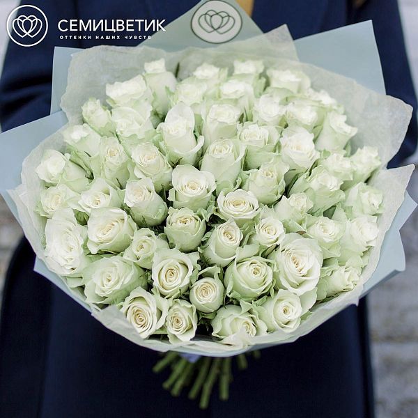 51 белая роза (Кения) 40 см Premium
