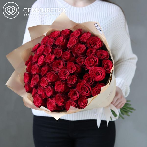 Букет из 51 красной розы Ever Red 50 см (Кения)