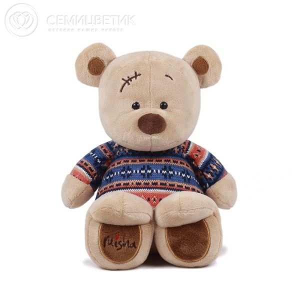 Мягкая игрушка медведь Misha в синем свитере 30см
