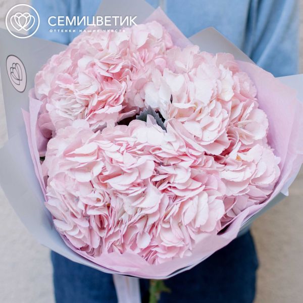 Букет из 3 розовых гортензий